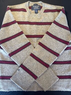 Vintage Abercrombie Fitch Wool Sweater Mens Large Muscle Striped Y2K